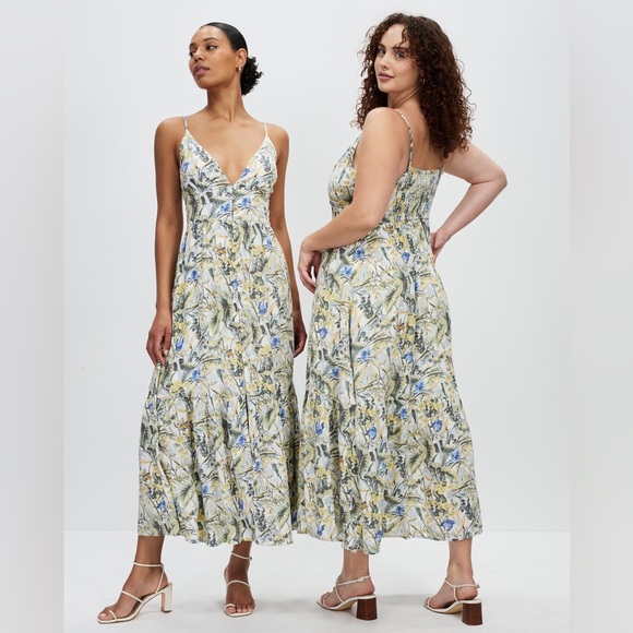 Abercrombie Button-Through Maxi Dress- White Print. Size XXS - Picture 1 of 7